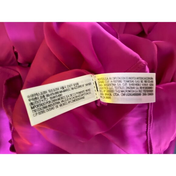 Zara Fuchsia Pink Small Flowy Satin Maxi Dress Elegant Cocktail Glam Boho Classy - Picture 6 of 8